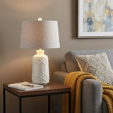 26" Cream Table Lamp With Drum Shade