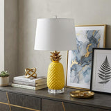 23" Clear Gold And Yellow Pineapple Table Lamp With Globe Shade