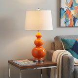 28" Orange And Silver Novelty Table Lamp With Drum Shade