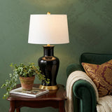 29" Gold Urn Table Lamp With Drum Shade
