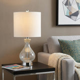 21" Silver Gourd Table Lamp With Drum Shade
