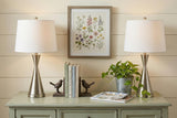 Set of Two 26" Nickel Novelty Table Lamps With Empire Shades