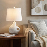 24" White Gourd Table Lamp With Novelty Shade
