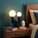 19" Black Two Light Novelty Globe Lamp