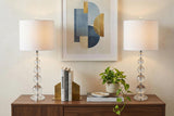 Set of Two 27" Clear Table Lamps With Drum Shades