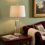 29" Silver And Clear Table Lamp With Empire Shade