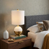 24" Gold Globe Table Lamp With Drum Shade