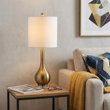 25" Clear Gourd Table Lamp With Drum Shade