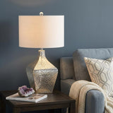 26" Clear Gourd Table Lamp With Drum Shade