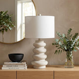 26" Clear Round Table Lamp With Drum Shade