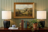 Set of Two 17" Clear Gourd Table Lamps With Drum Shades