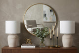 Set of Two 17" Clear Gourd Table Lamps With Drum Shades