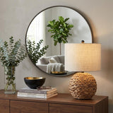 22" Clear Round Table Lamp With Drum Shade