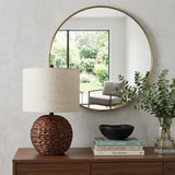 22" Clear Round Table Lamp With Drum Shade