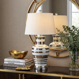 29" Silver Urn Table Lamp With Empire Shade