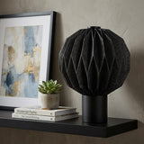 11" Black Geometric Table Lamp With Globe Shade