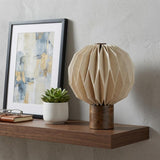 11" Natural Geometric Bedside Lamp With Globe Shade
