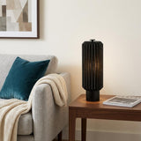 16" Black Geometric Table Lamp With Cylinder Shade