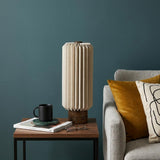 16" Natural Geometric Bedside Lamp With Cylinder Shade