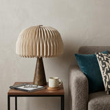 16" Natural Geometric Table Lamp With Dome Shade