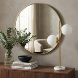 28" White Table Lamp With Globe Shade