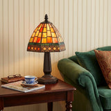 12" Brown Novelty Tiffany Lamp With Bell Shade