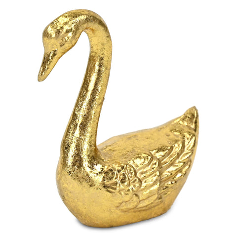 4" Gold Cast Iron Swan Hand Painted Figurine