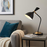 22" Black Table Lamp With Bell Shade