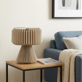 13" Natural Geometric Bedside Lamp With Cylinder Shade