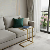24" Gold and Ivory Marble and Iron End Table