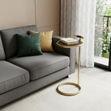 24" Black and Gold Leather and Aluminum Round End Table