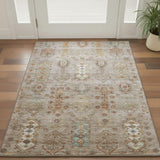 3' X 5' Beige And Brown Southwestern Washable Area Rug With UV Protection