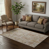 5' X 8' Beige And Brown Southwestern Washable Area Rug With UV Protection
