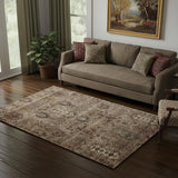 5' X 8' Brown And Gray Southwestern Washable Area Rug With UV Protection