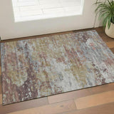 3' X 5' Gray And Teal Southwestern Washable Area Rug With UV Protection