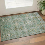 3' X 5' Sage And Copper Southwestern Washable Area Rug With UV Protection