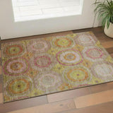 3' X 5' Orange And Pink Geometric Washable Area Rug With UV Protection