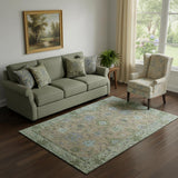 5' X 8' Brown And Lavender Oriental Washable Area Rug With UV Protection