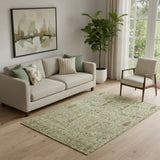 5' X 8' Wheat And Gold Floral Vines Washable Area Rug With UV Protection