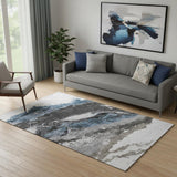 5' X 8' Pewter And Ivory Abstract Washable Area Rug With UV Protection