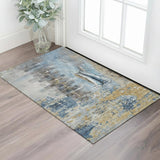 3' X 5' Blue And Beige Nautical Washable Area Rug With UV Protection