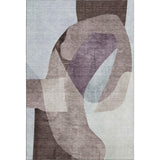5' X 8' Brown And Ivory Abstract Washable Area Rug With UV Protection
