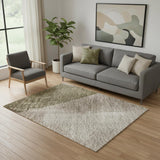 5' X 8' Taupe And Beige Abstract Washable Area Rug With UV Protection