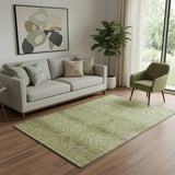 5' X 8' Sage And Beige Geometric Washable Area Rug With UV Protection