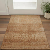 3' X 5' Copper And Rust Geometric Washable Area Rug With UV Protection