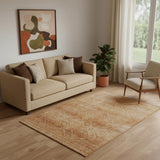 5' X 8' Copper And Rust Geometric Washable Area Rug With UV Protection