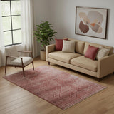 5' X 8' Pink And Mauve Geometric Washable Area Rug With UV Protection