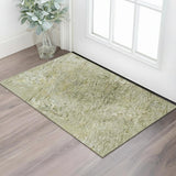 3' X 5' Sage And Beige Abstract Washable Area Rug With UV Protection