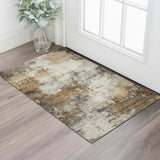 3' X 5' Brown And Beige Abstract Washable Area Rug With UV Protection