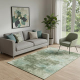 5' X 8' Sage And Fern Green Abstract Washable Area Rug With UV Protection